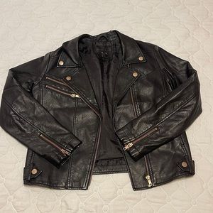 Forever 21 leather cropped bomber jacket size xs